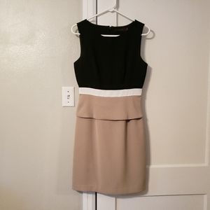 Black, tan & white sleeveless dress